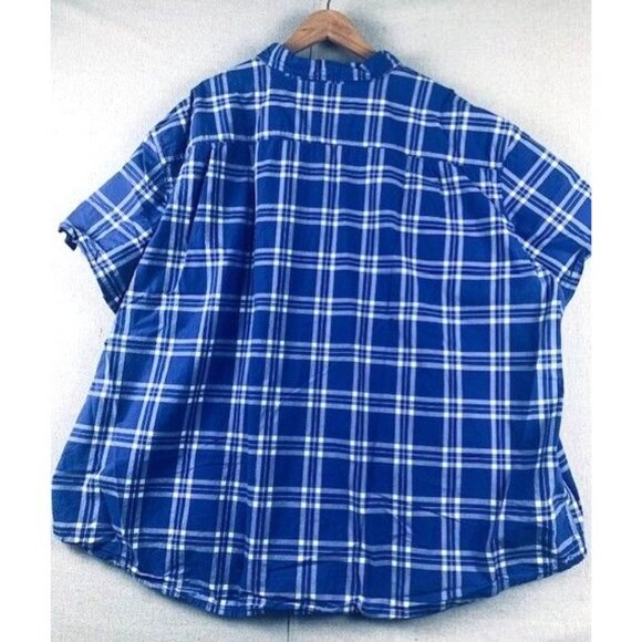 The Foundry 4XL Men's Blue Plaid Button-Up Short-Sleeve Shirt - Picture 2 of 6